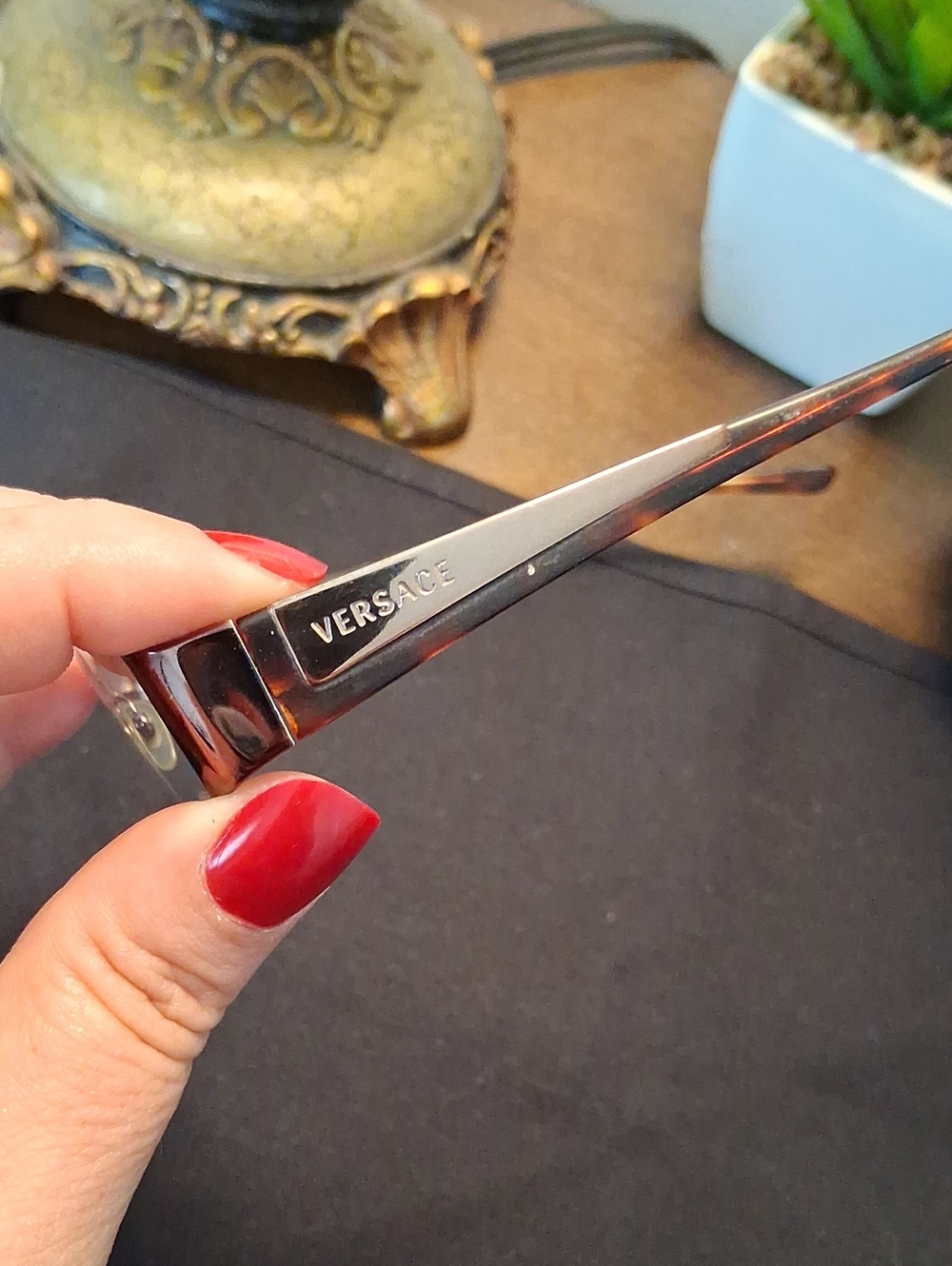Versace Tortoiseshell and Silver Women's Glass Frames